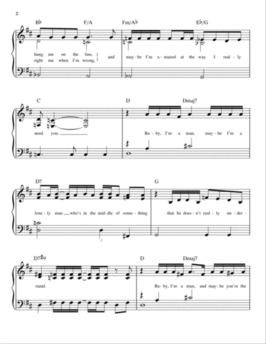 Maybe I'm Amazed Easy Piano scores gallery preview page 2