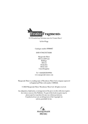 Book cover for Festive Fragments 12/24 Christmas Carols for 3 (same) flutes. Fun for Easy/intermediate. Keri Degg
