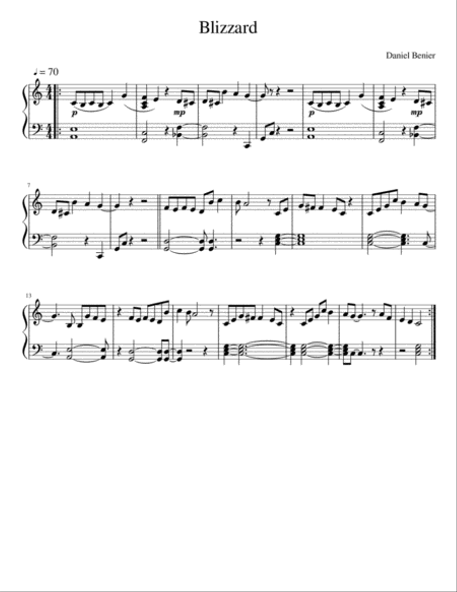 Bllizzard. Easy song for piano Voice scores gallery preview page 1