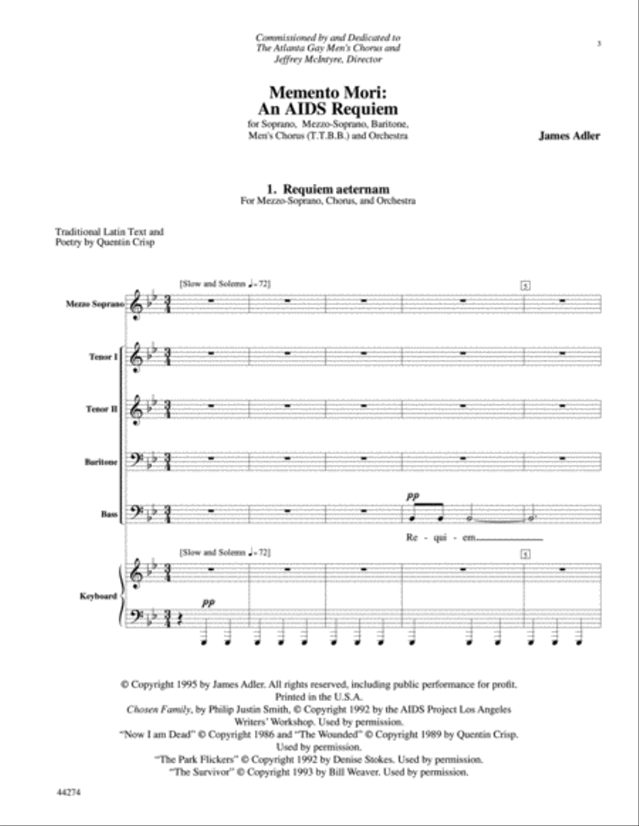 Memento Mori -- An AIDS Requiem Men's Choir scores gallery preview page 4