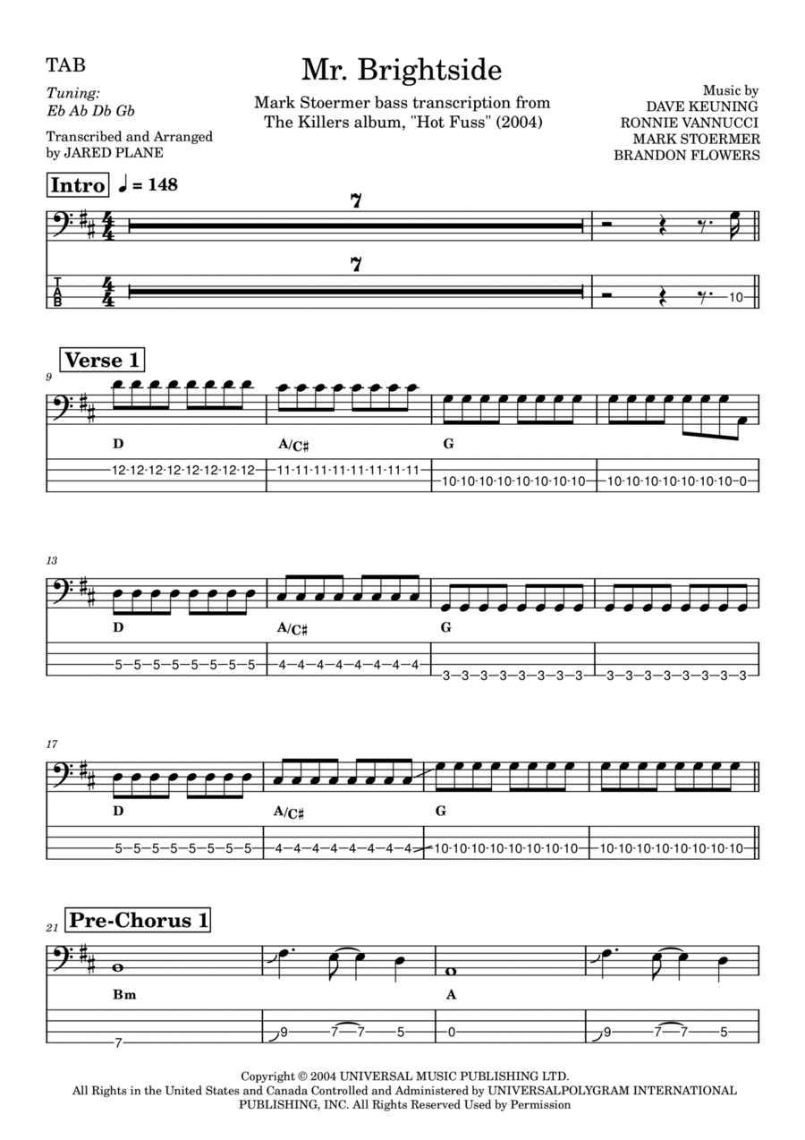 Mr. Brightside Guitar Tablature scores gallery preview page 1