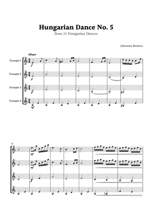 Hungarian Dance No. 5 by Brahms for Trumpet Quartet