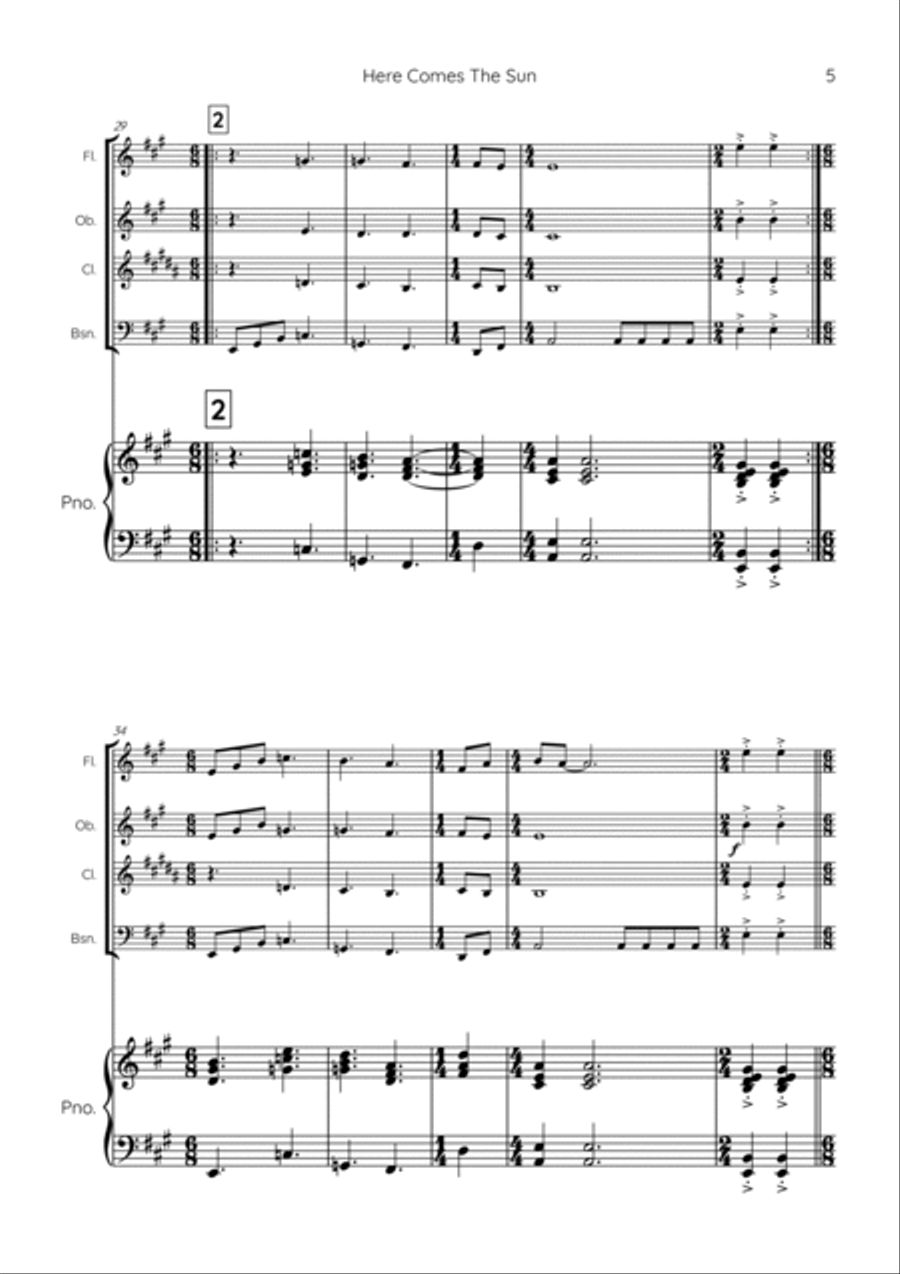 Here Comes The Sun Chamber Music scores gallery preview page 5