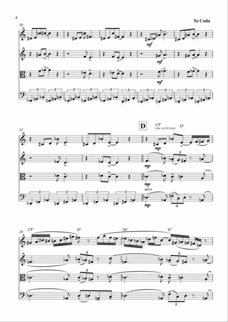 Epistrophy String Quartet scores gallery preview page 4