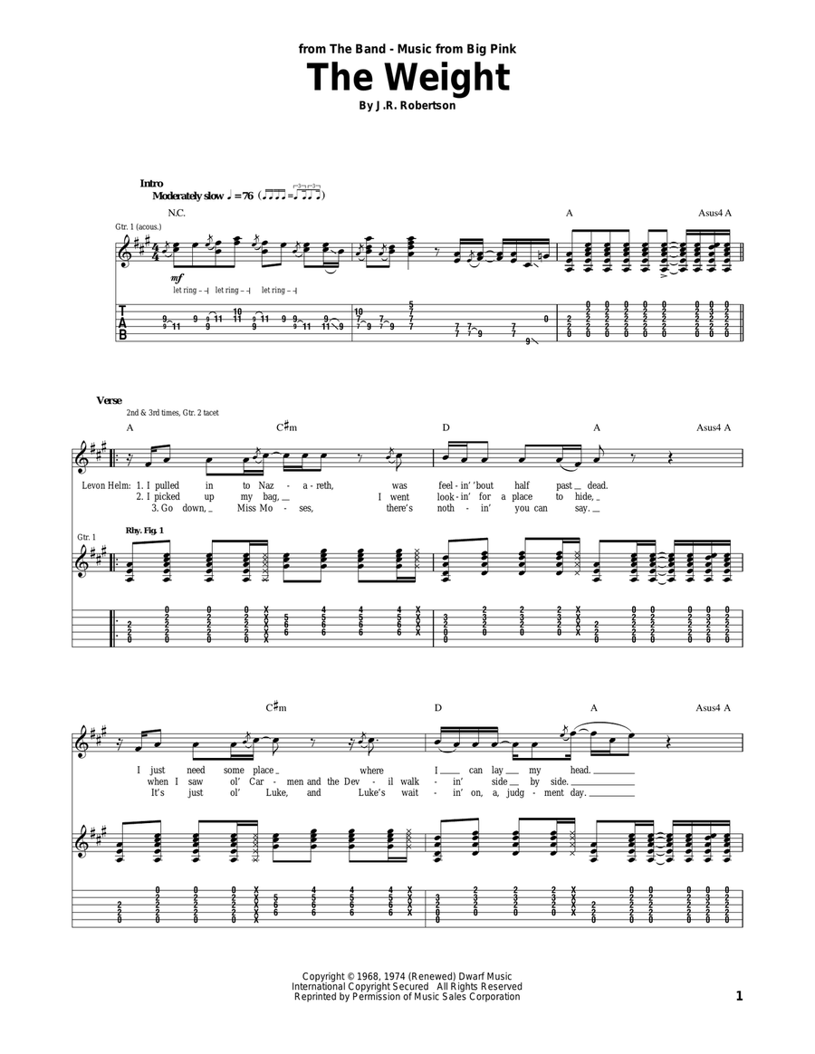 The Weight The Weight Acoustic Guitar scores gallery preview page 1
