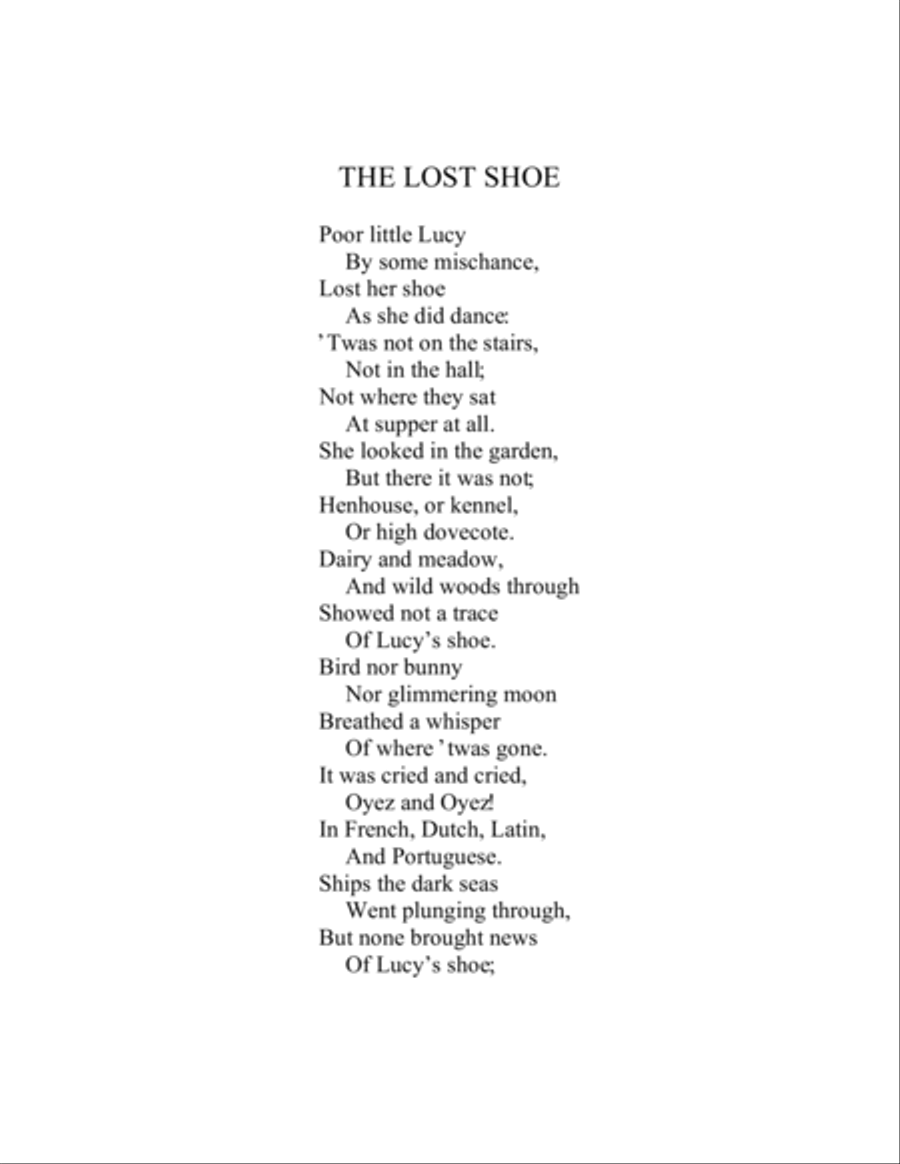 Lucy's Shoe ( or 'The Lost Shoe' ) - An Original Song Setting of Walter de la Mare's Poetry for VOIC Small Ensemble scores gallery preview page 3