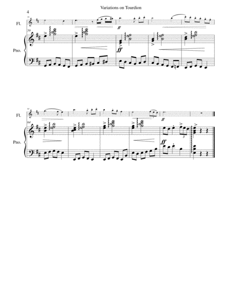 Tourdion (Quand je bois du vin clairet) for flute and piano image number null