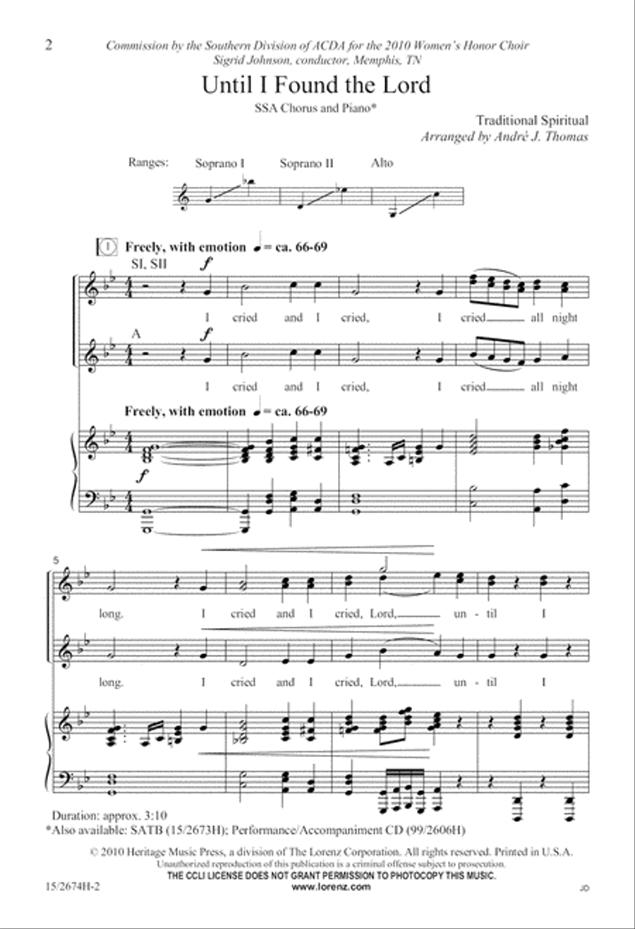Until I Found the Lord Until I Found the Lord SSA scores gallery preview page 2