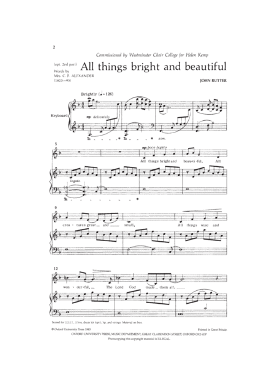 All things bright and beautiful Unison Choir scores gallery preview page 2