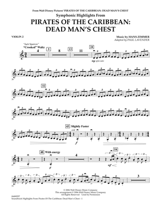 Book cover for Soundtrack Highlights from Pirates Of The Caribbean: Dead Man's Chest - Violin 2