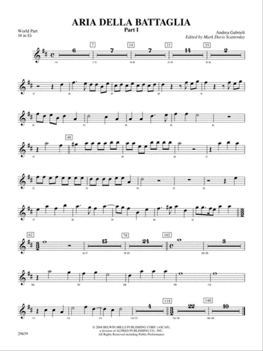 Aria Della Battaglia: (World Part) 14 in Eb Concert Band scores gallery preview page 1