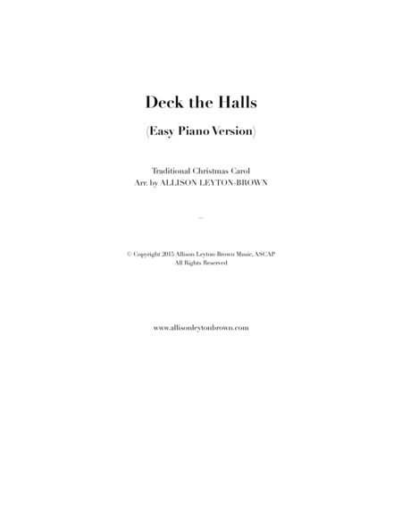 Deck the Halls - Beautiful Easy Piano Version image number null