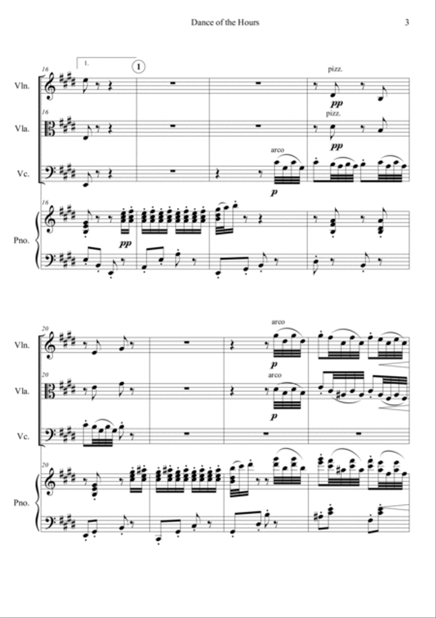Dance of the Hours Piano Quartet scores gallery preview page 3