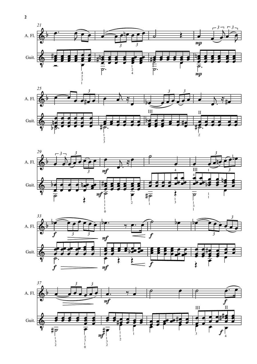 Fauré: Après un rêve (After a dream) arranged for alto flute and guitar Flute scores gallery preview page 2