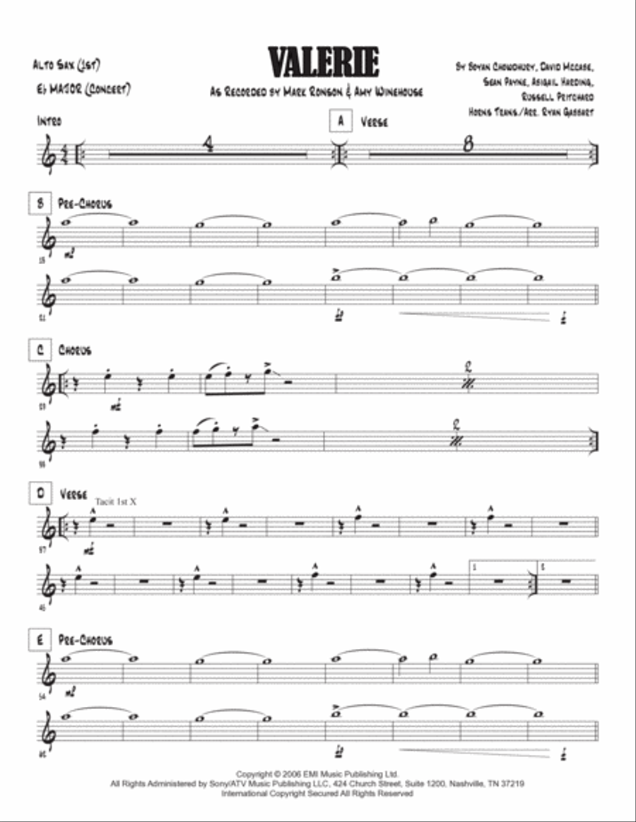 Valerie Valerie Tenor Saxophone scores gallery preview page 3