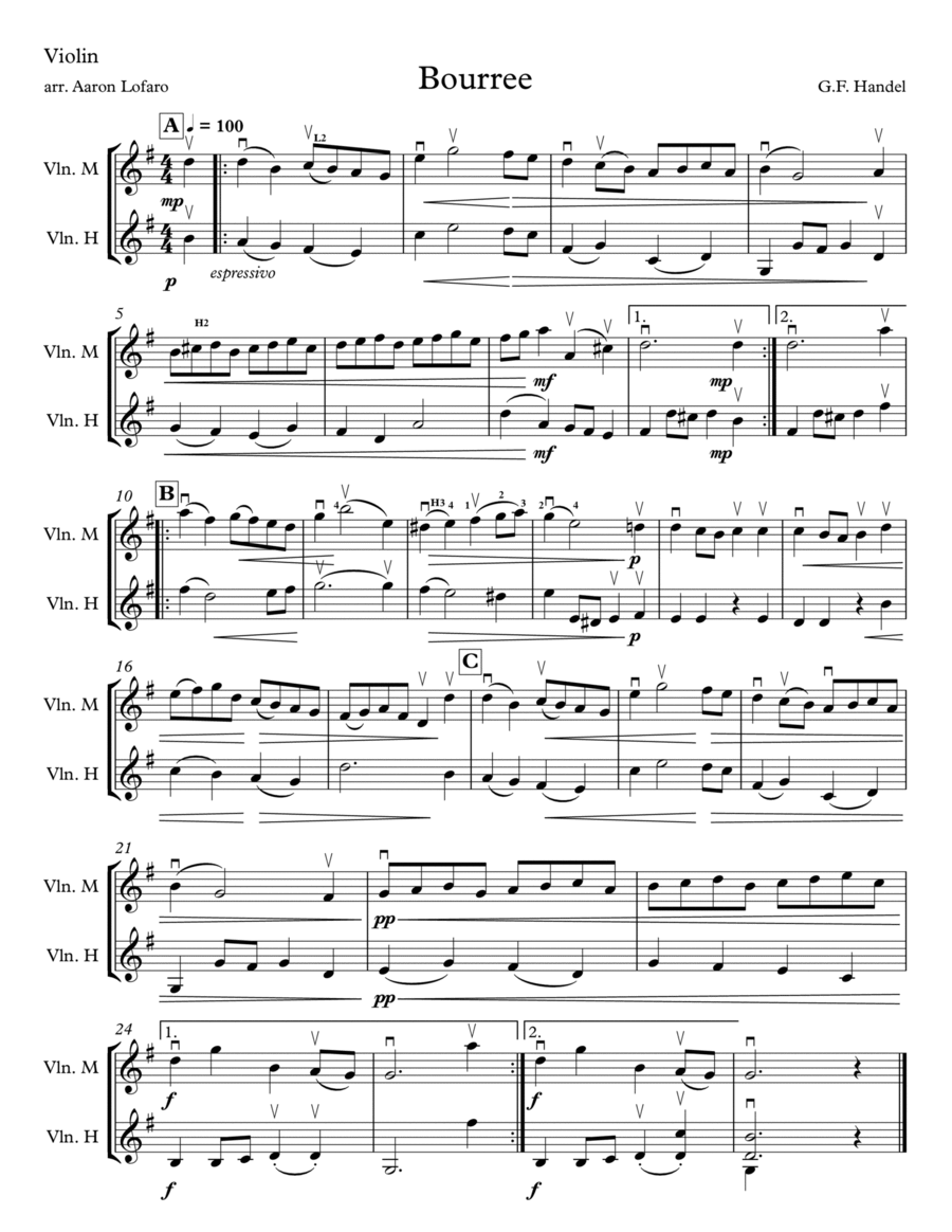 Bourree String Orchestra scores gallery preview page 1