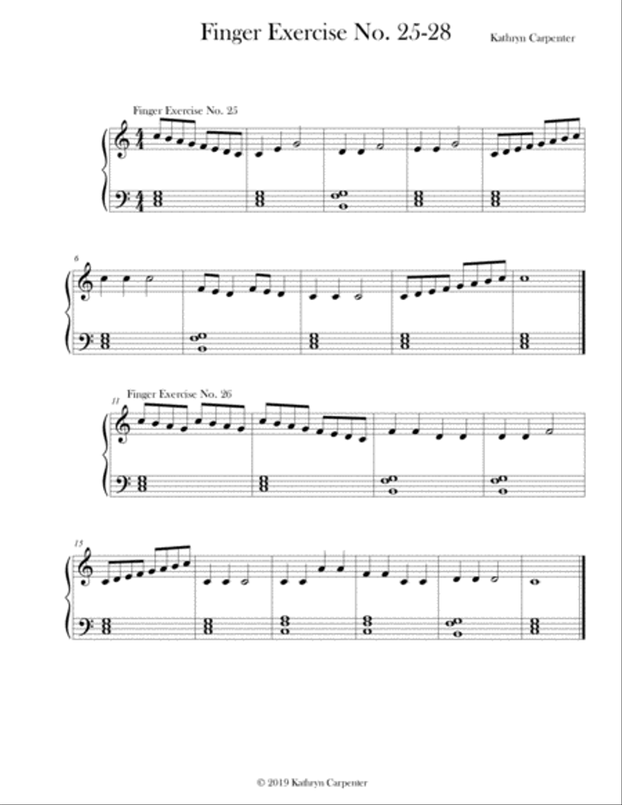 Finger Exercises No. 25-28 (C major) Piano Method scores gallery preview page 1