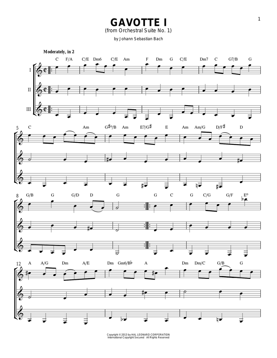 Gavotte 1 Gavotte 1 Guitar Ensemble scores gallery preview page 1