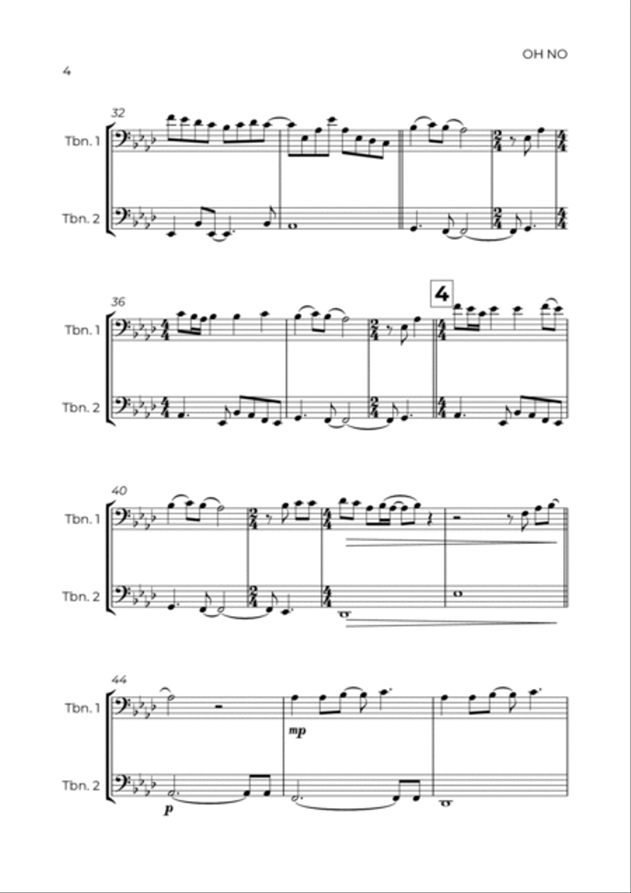 Oh No Trombone Duet scores gallery preview page 4