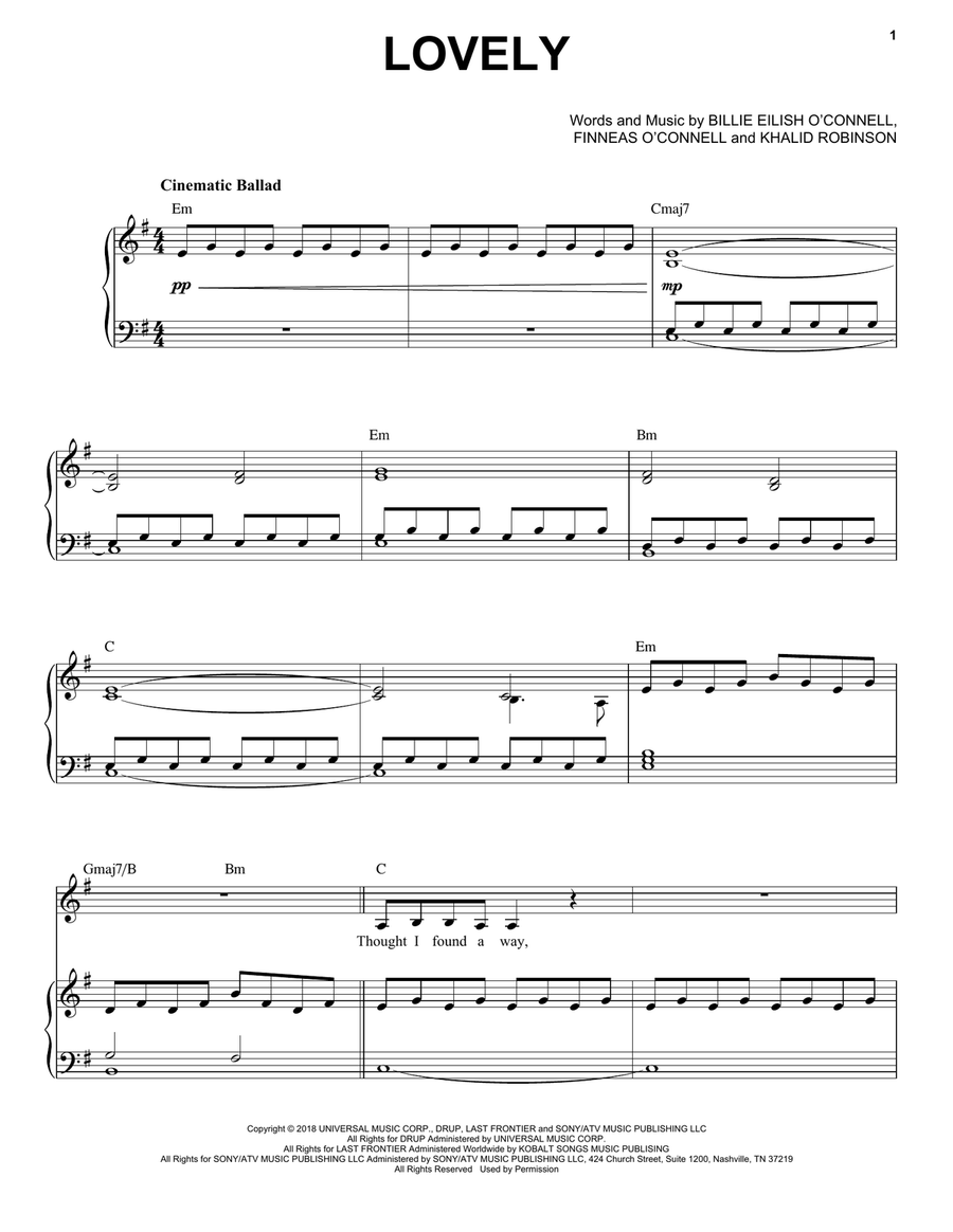 lovely (from 13 Reasons Why) Voice scores gallery preview page 1