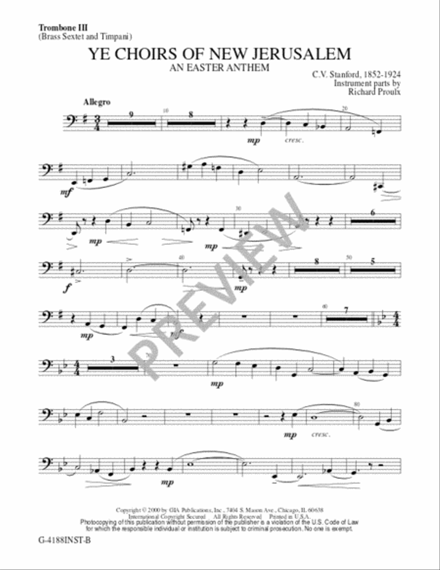 Ye Choirs of New Jerusalem - Brass Sextet edition