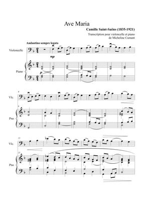 Saint-Saëns-Ave Maria pour violoncelle et piano