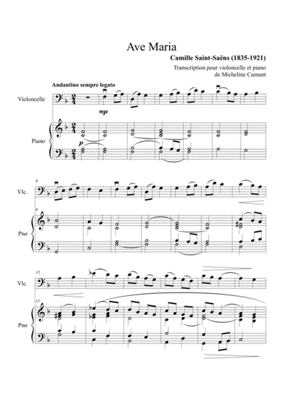 Saint-Saëns-Ave Maria pour violoncelle et piano image number null