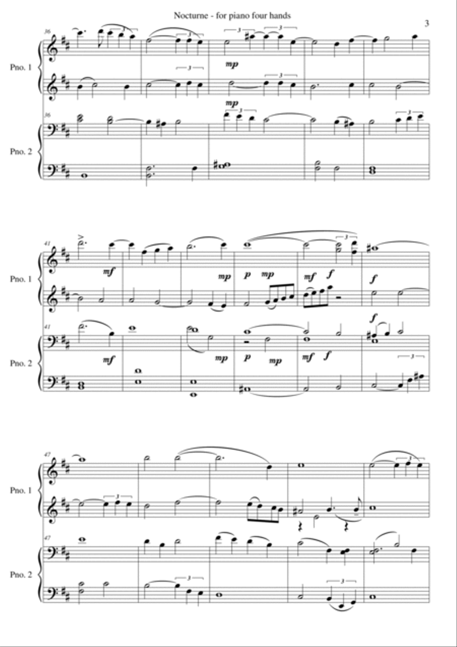 Nocturne for piano (4 hands) Piano Duet scores gallery preview page 3