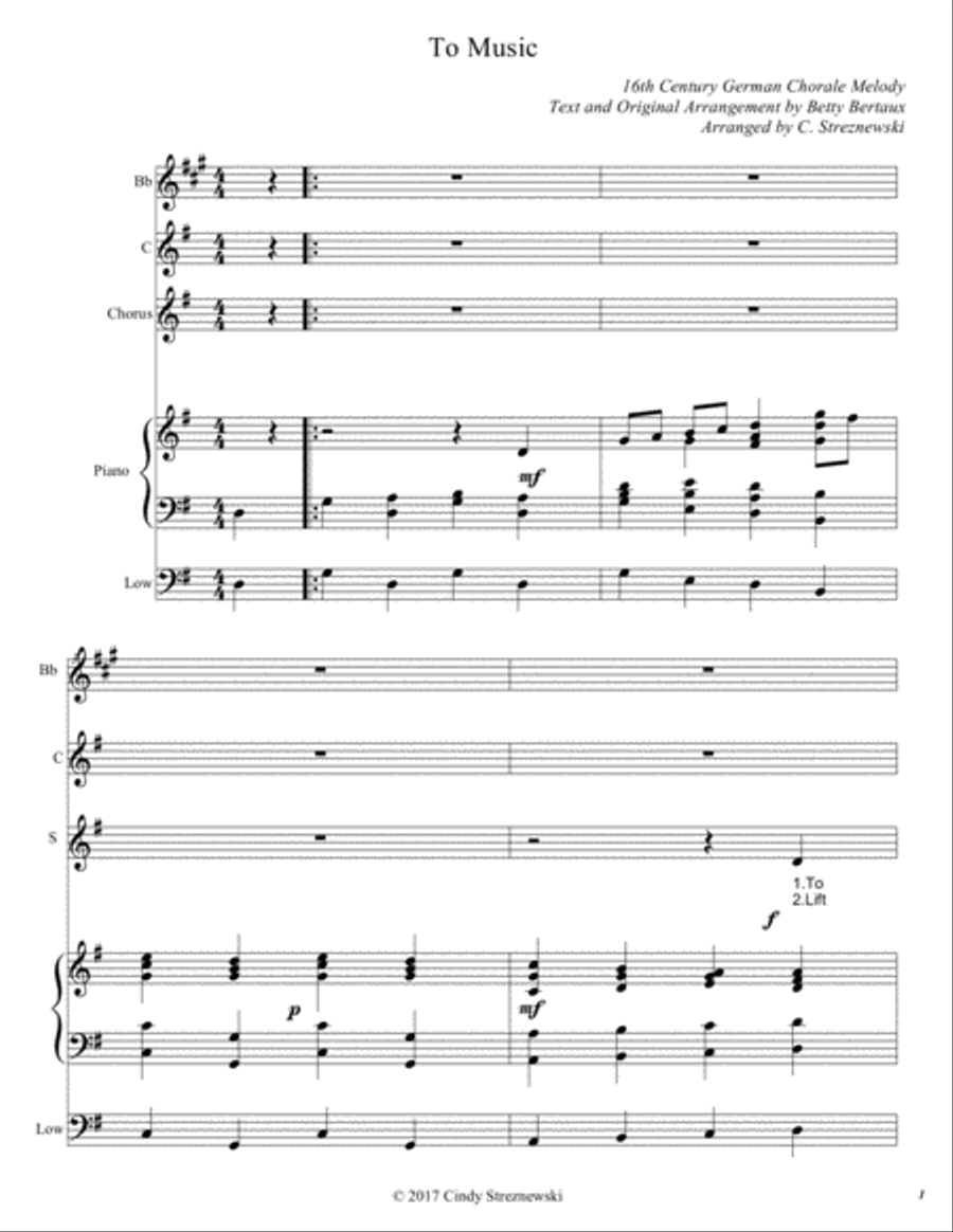 To Music Unison Choir scores gallery preview page 1