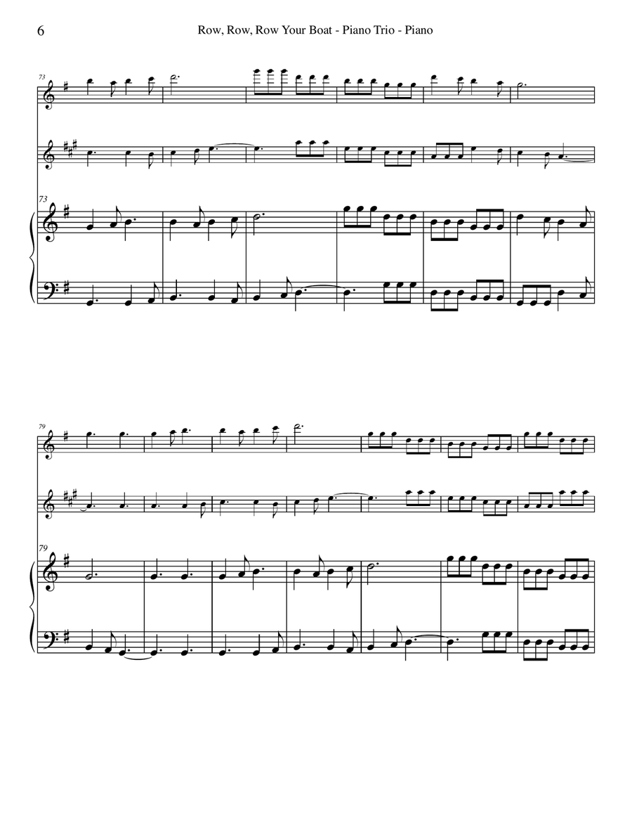 Row, Row, Row Your Boat for Flute, Clarinet & Piano Woodwind Duet scores gallery preview page 6