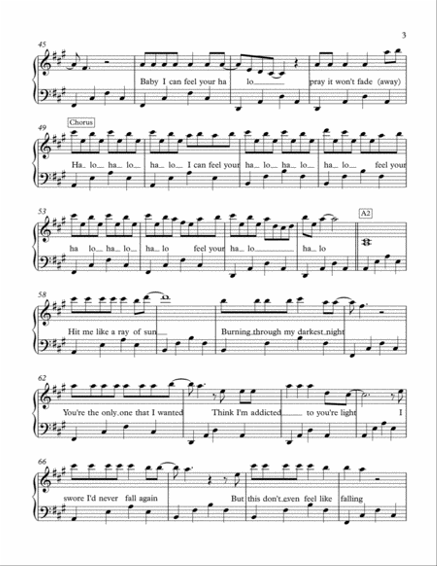 Halo Piano Solo scores gallery preview page 3