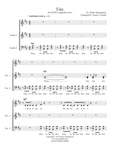 Fire by Bruce Springsteen Choir - Digital Sheet Music