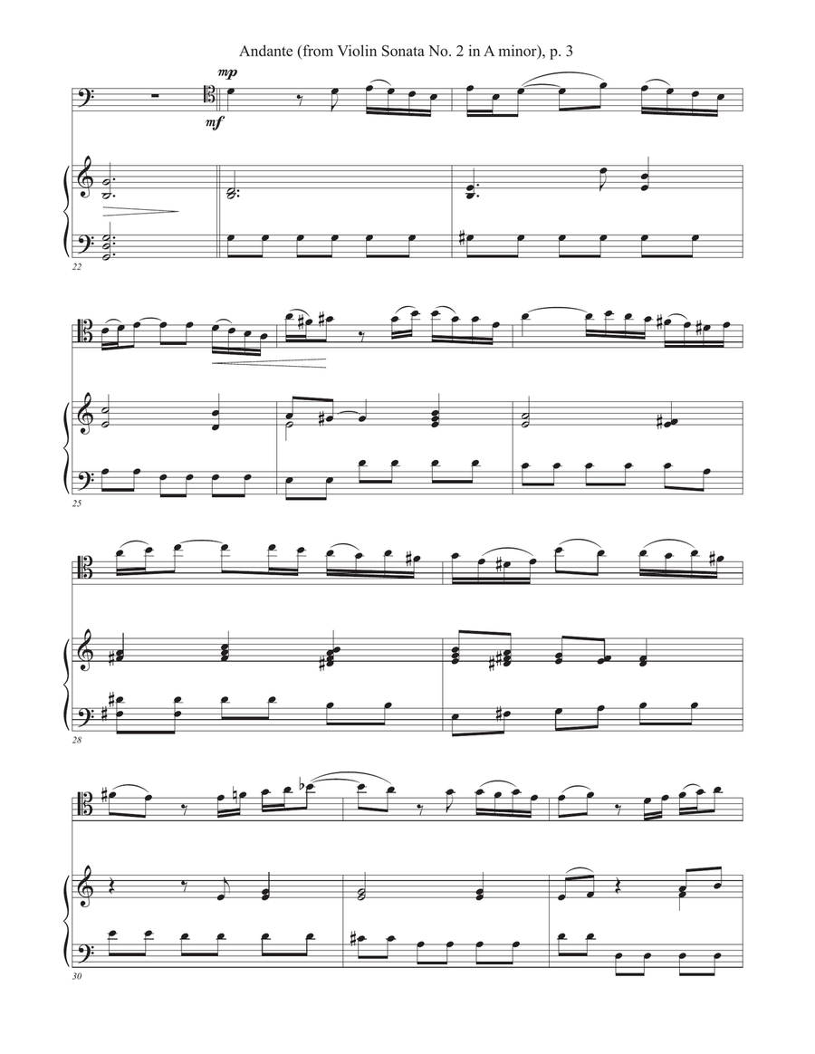 Andante from Violin Sonata No. 2 (Bach) [Trombone, Cello or Bassoon] Bassoon scores gallery preview page 3