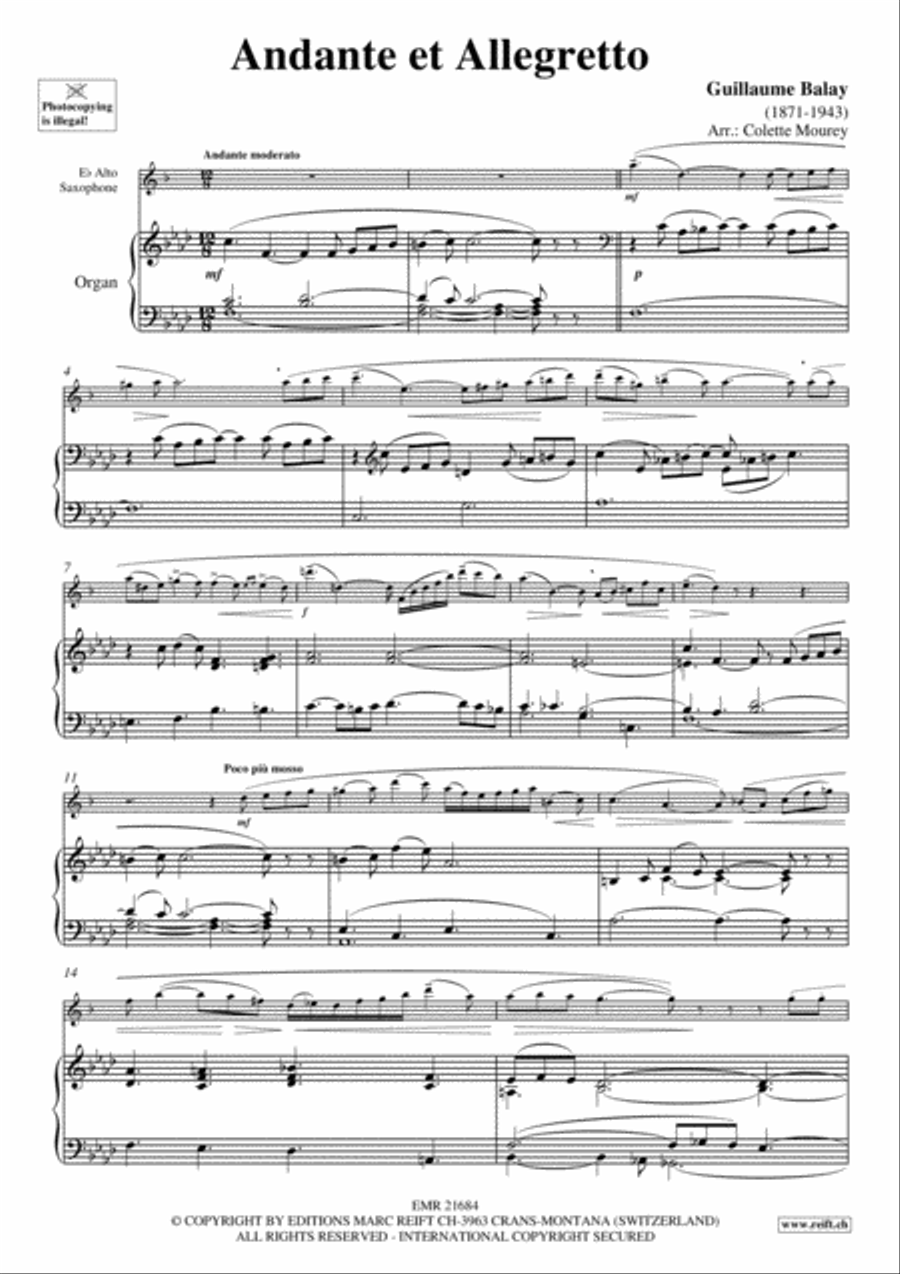 Andante et Allegretto Alto Saxophone scores gallery preview page 3