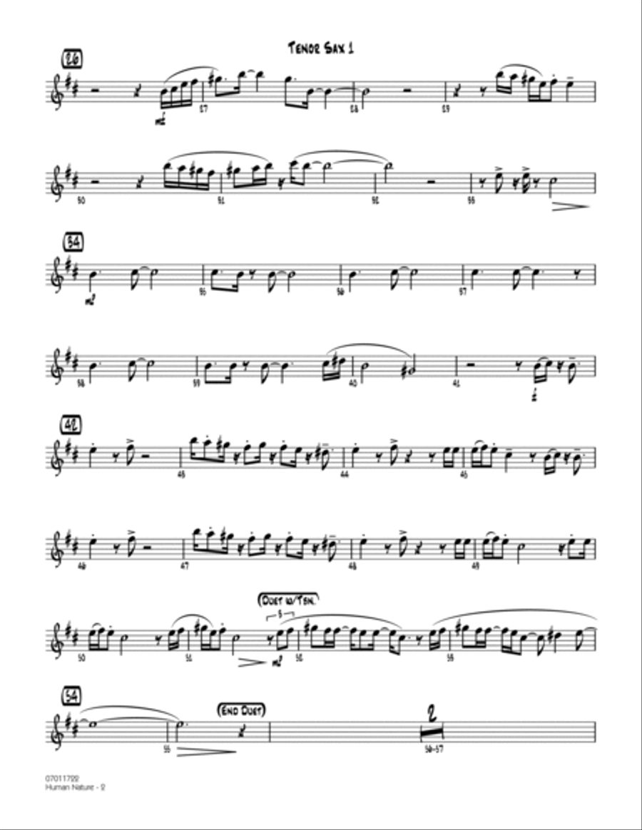 Human Nature - Tenor Sax 1 Tenor Saxophone scores gallery preview page 2
