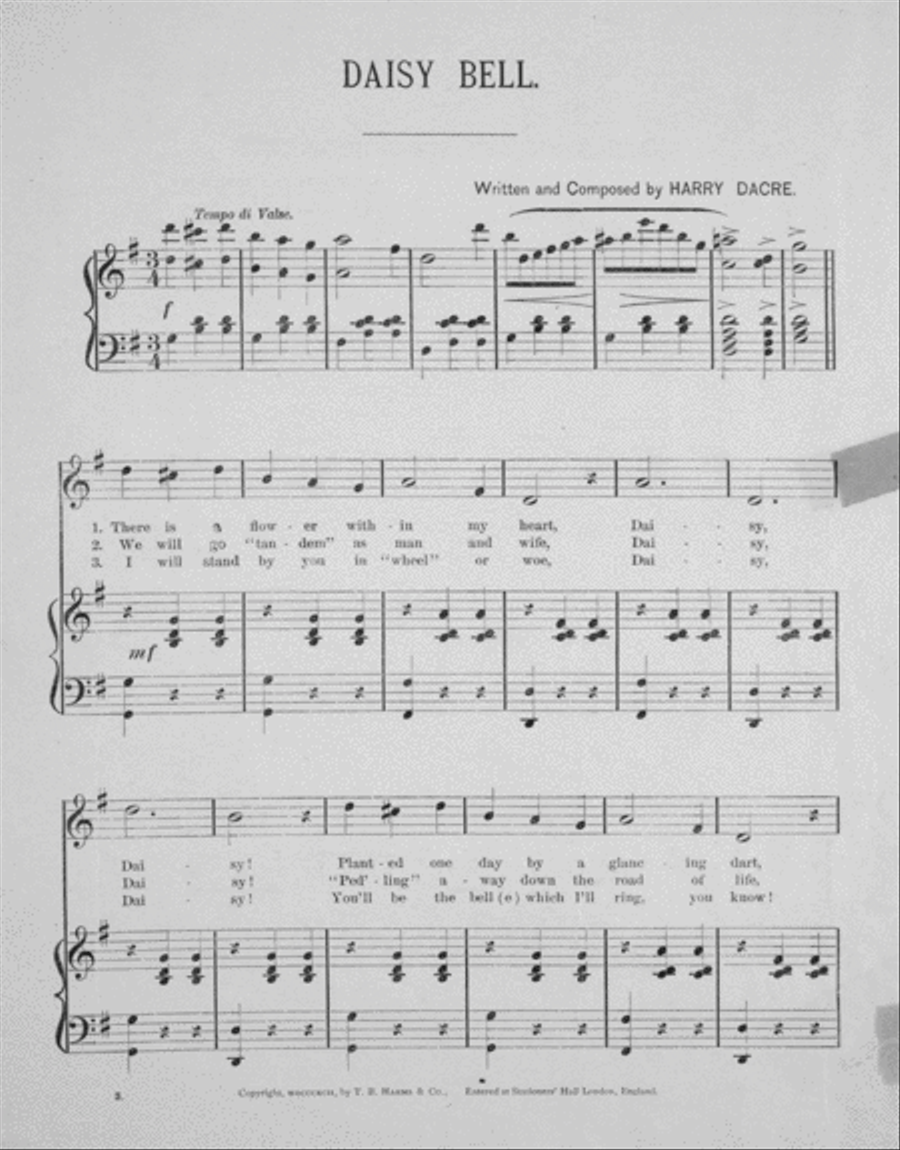 Daisy Bell. Song Voice scores gallery preview page 2