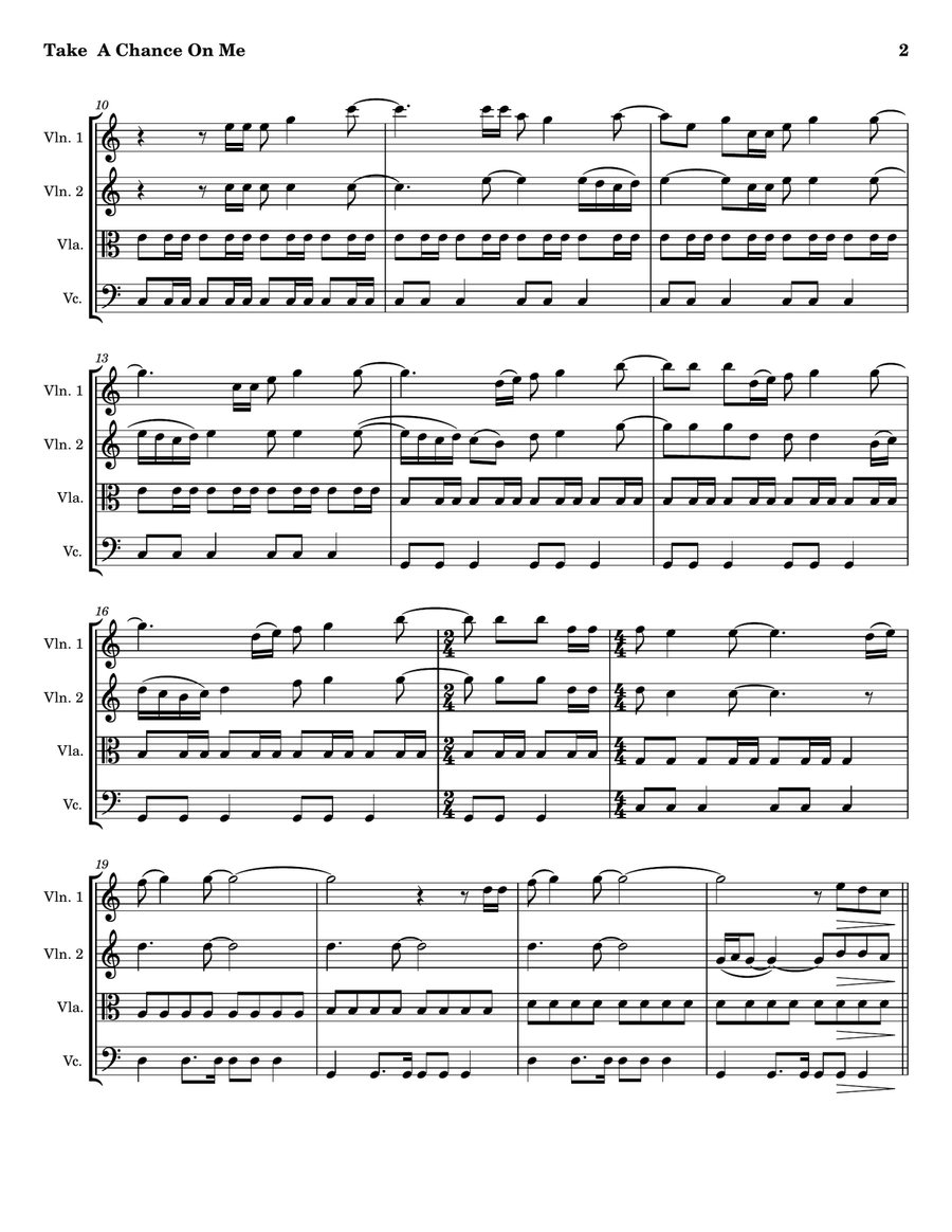 Take A Chance On Me Take A Chance On Me String Quartet scores gallery preview page 2