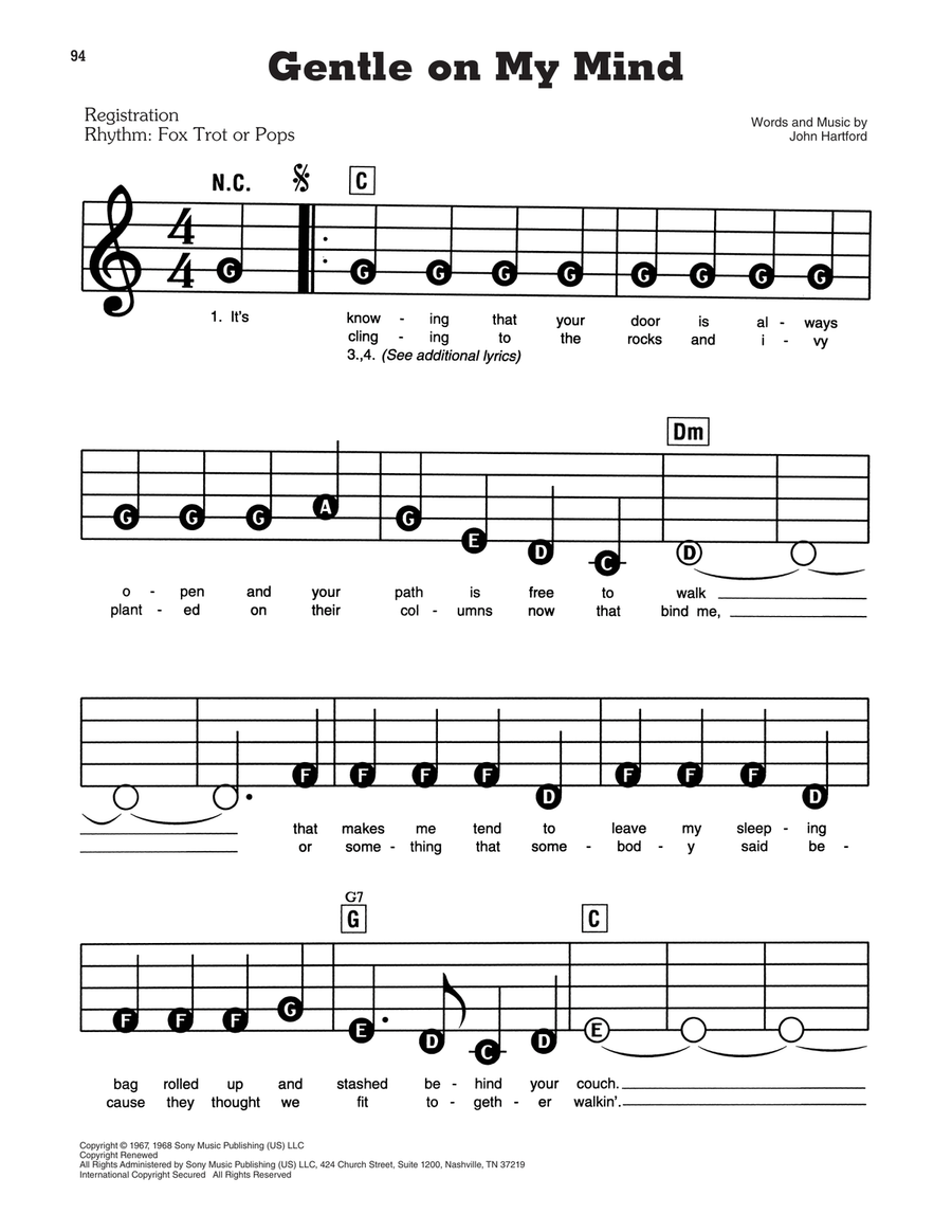 Gentle On My Mind Electronic Keyboard scores gallery preview page 1