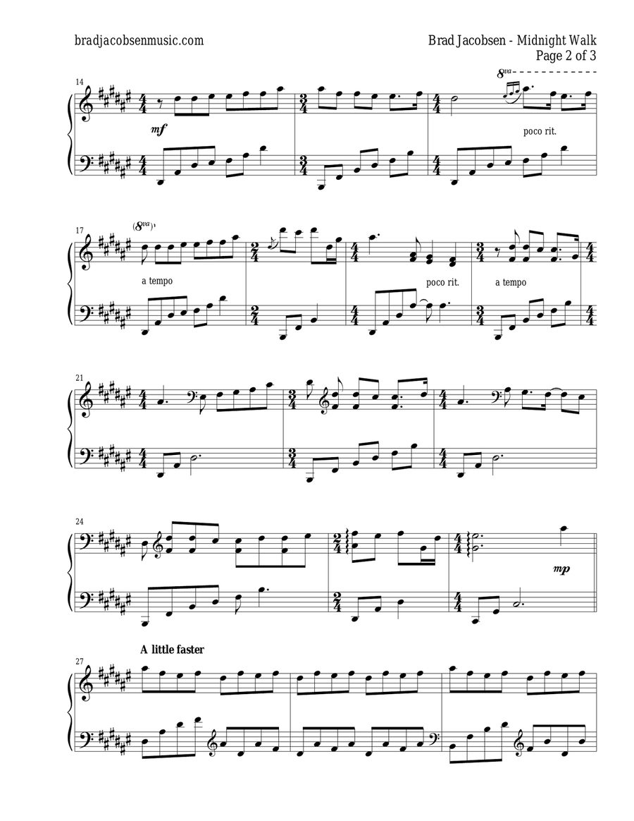Midnight Walk Piano Solo scores gallery preview page 2