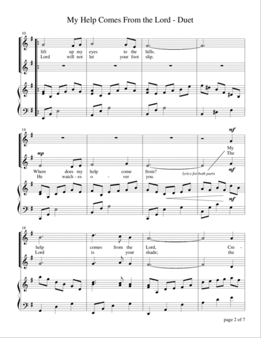 My Help Comes From the Lord ~ Psalm 121 (for SA Duet with Piano Accompaniment) SA scores gallery preview page 4