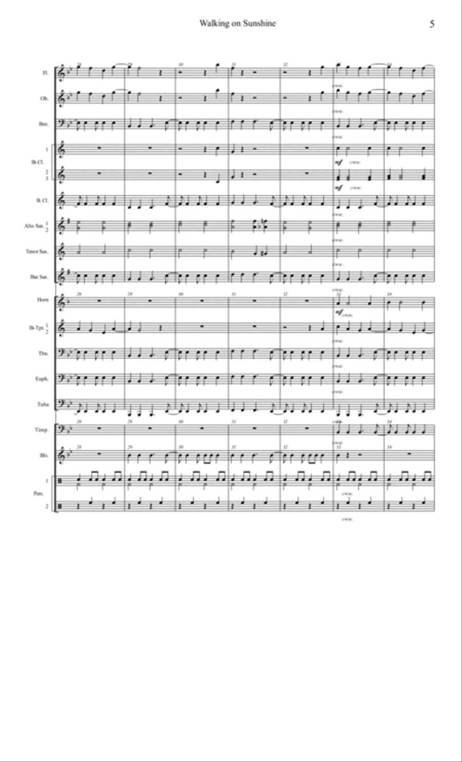 Walking On Sunshine Walking On Sunshine Concert Band scores gallery preview page 5