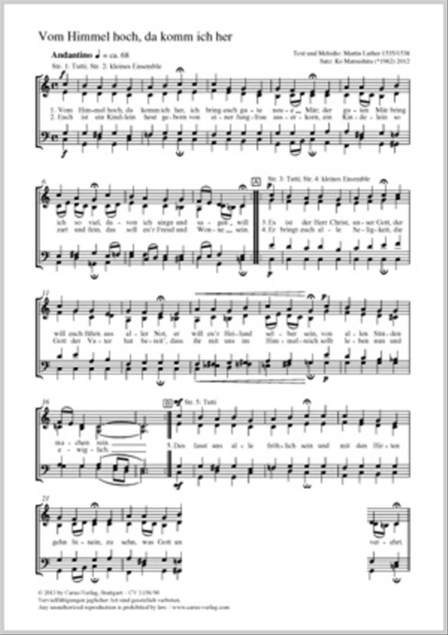 From heav'n above to earth I come (Vom Himmel hoch, da komm ich her) 4-Part scores gallery preview page 1