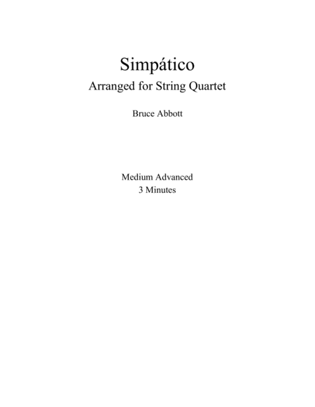 Simpático (Arranged for String Quartet) image number null