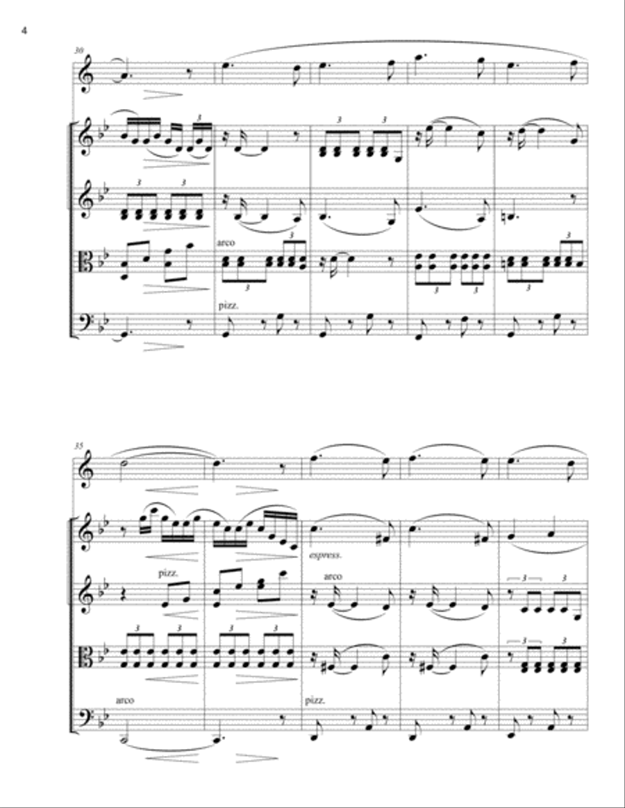 Hungarian Dance No.1, for Clarinet and String Quartet String Quartet scores gallery preview page 4