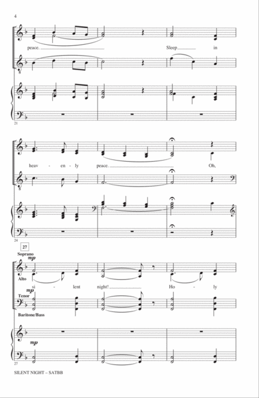 Silent Night (adapt. Roger Emerson) SATBarB scores gallery preview page 3