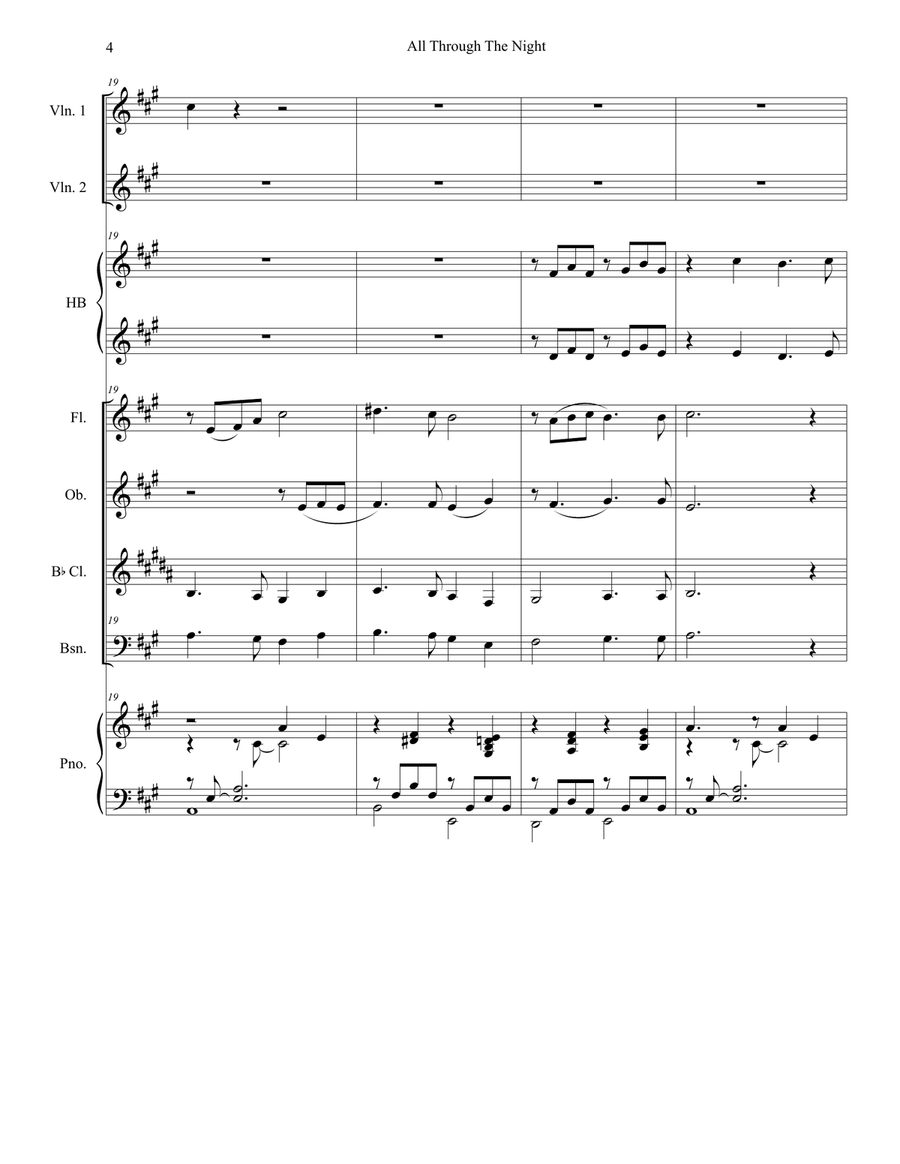 All Through The Night (Lullaby) (for Woodwind Quartet and Piano) Woodwind Quartet scores gallery preview page 5