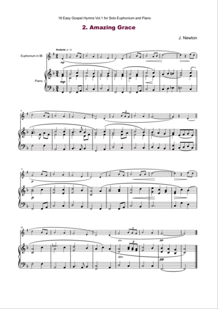18 Gospel Hymns Vol.1 for Solo Euphonium and Piano Euphonium scores gallery preview page 4