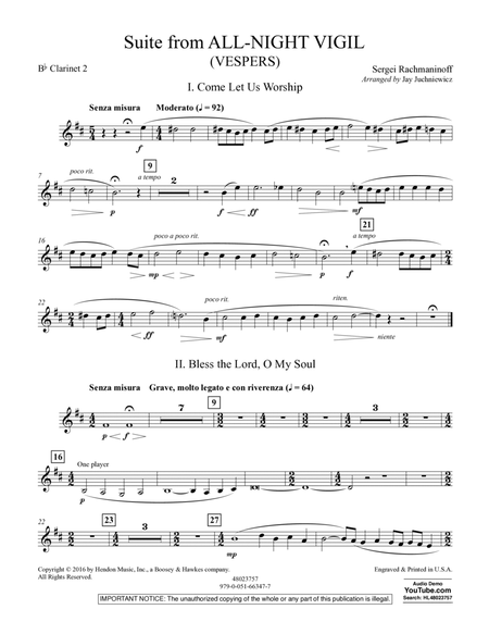 Suite from All-Night Vigil (Vespers) - Bb Clarinet 2
