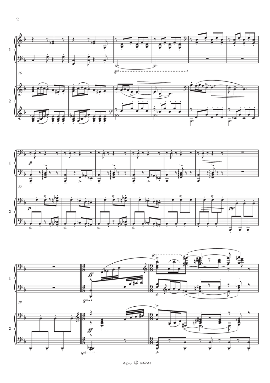 Alborada del Gracioso, for 2 pianos Piano Duet scores gallery preview page 2
