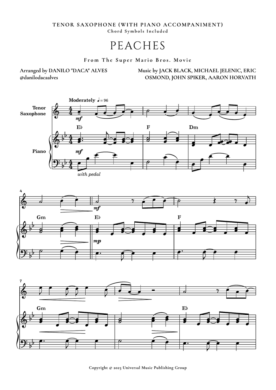 Peaches Tenor Saxophone scores gallery preview page 1